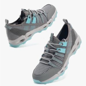 Gray and Blue Women's Athletic Trekking Hiking Sneakers Size 39 or 8.5